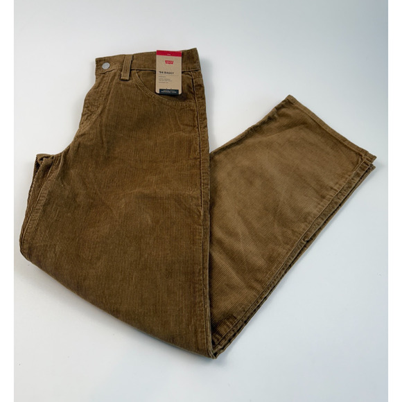 Levi's Women '94 Baggy Straight Leg Mid Rise Brown Corduroy Pants 26x31 - Picture 1 of 15